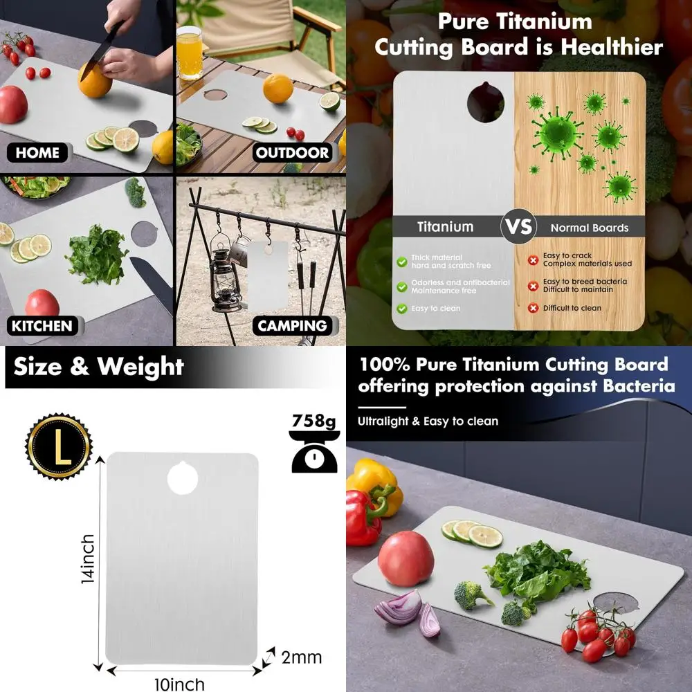 

Pure Titanium Chopping Board - Non-Toxic, Durable Kitchen Cutting Mat for Meat, Fish, Fruits, and Vegetables, Easy to Clean, Hea