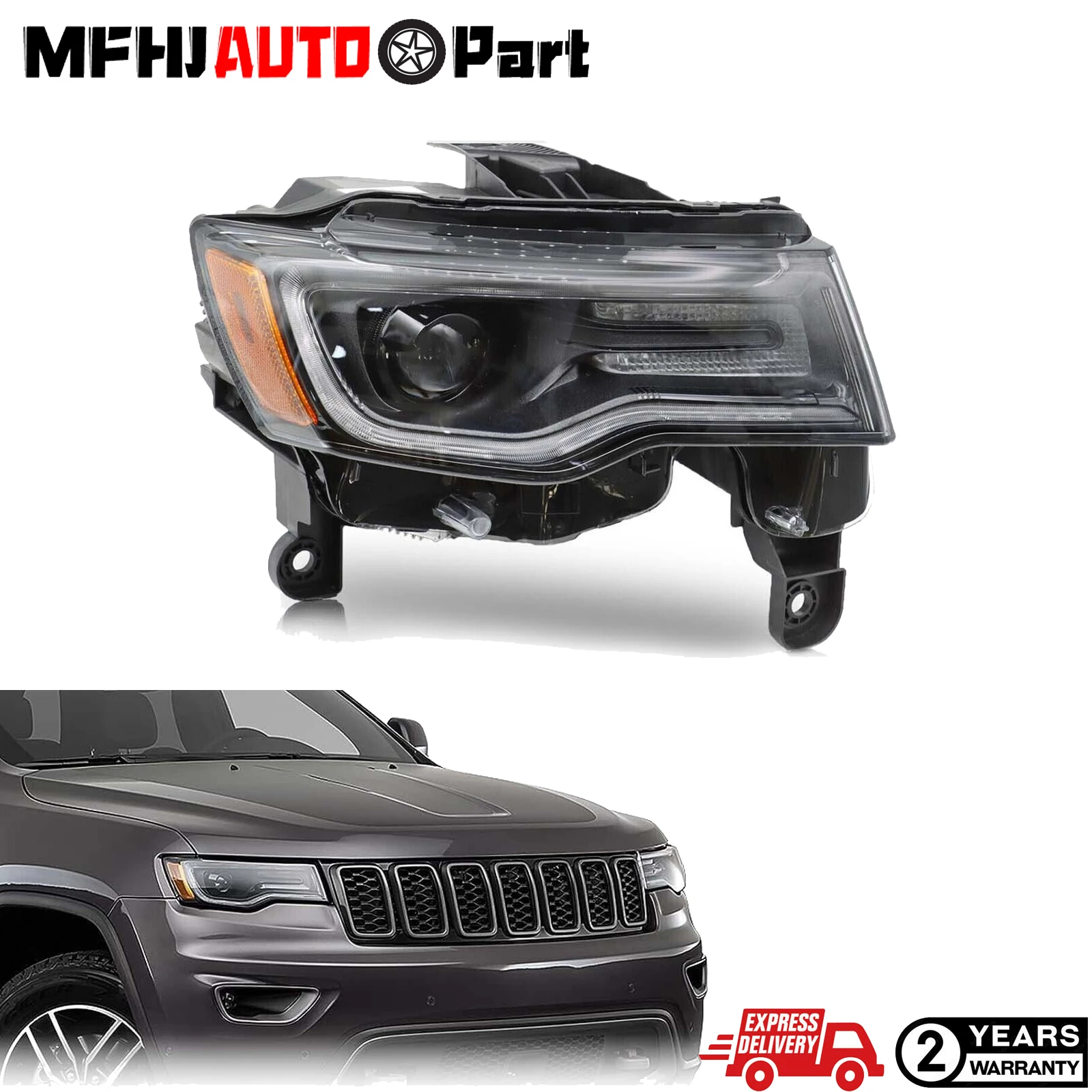 Для 2016-21 Jeep Grand Cherokee ксеноновая HID фара черная левая сторона водителя LH