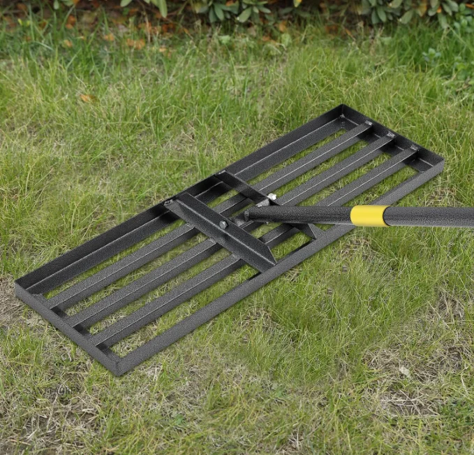 

2025Lawn Leveling Rake, Stainless Steel, Adjustable Handle Lawn Leveler Rake for Backyard, Garden, Golf Course, Farm