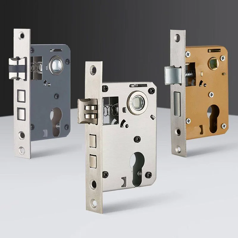 1PCS New Home Indoor Bedroom Door Lock Universal Stainless Steel Lock Tongue Wooden Door Iron Lock Body with Silent Function