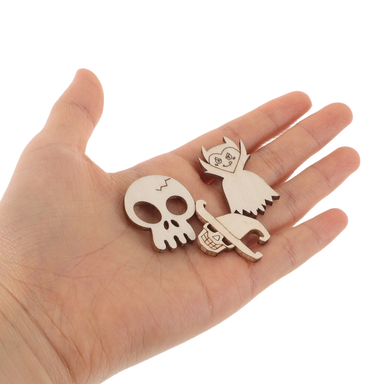 

200 Pcs Fall Decorations for Home Halloween Handmade Wood Chips Cutouts Ornament DIY Crafts Wooden