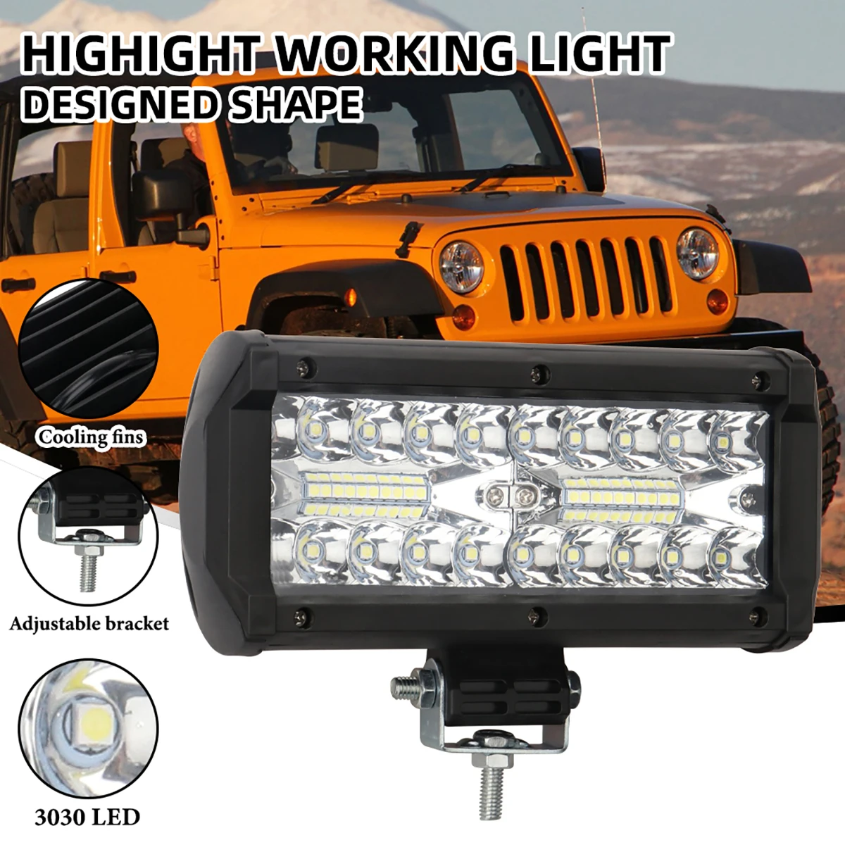 

1/2pcs Truck LED Work Light 12-80V Headlamp Car LED Headlight Light Spotlight Car Accessories 120W 40SMD 3030 Chip White 8000LM