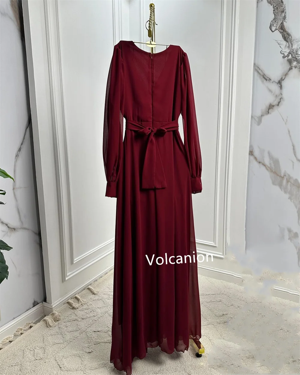 Customized Chiffon Rhinestone Pleat A-line V-neck Midi Dresses Bespoke Occasion Prom Casual Simple Sizes Available