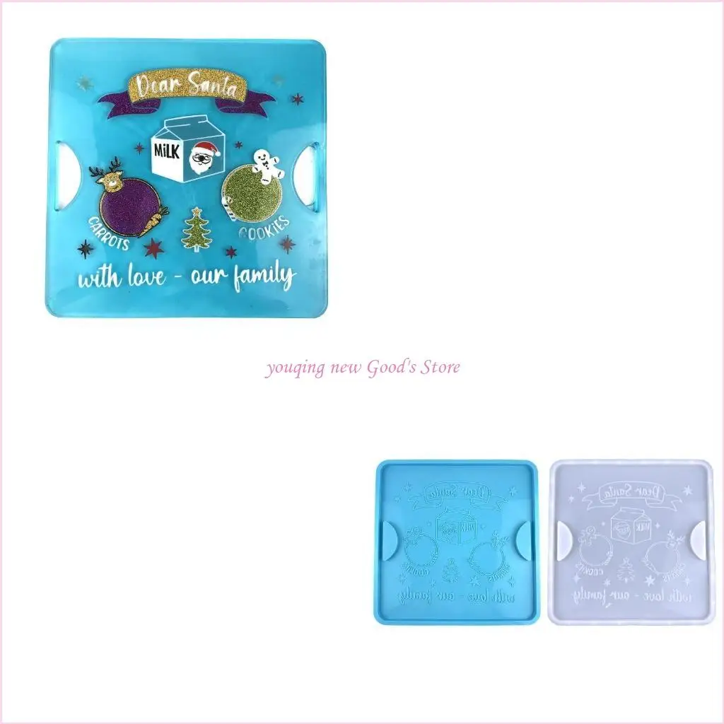 57QA Silicone Mold Treat Tray for Christmas with Handles Santa and Elk Patterns Tray
