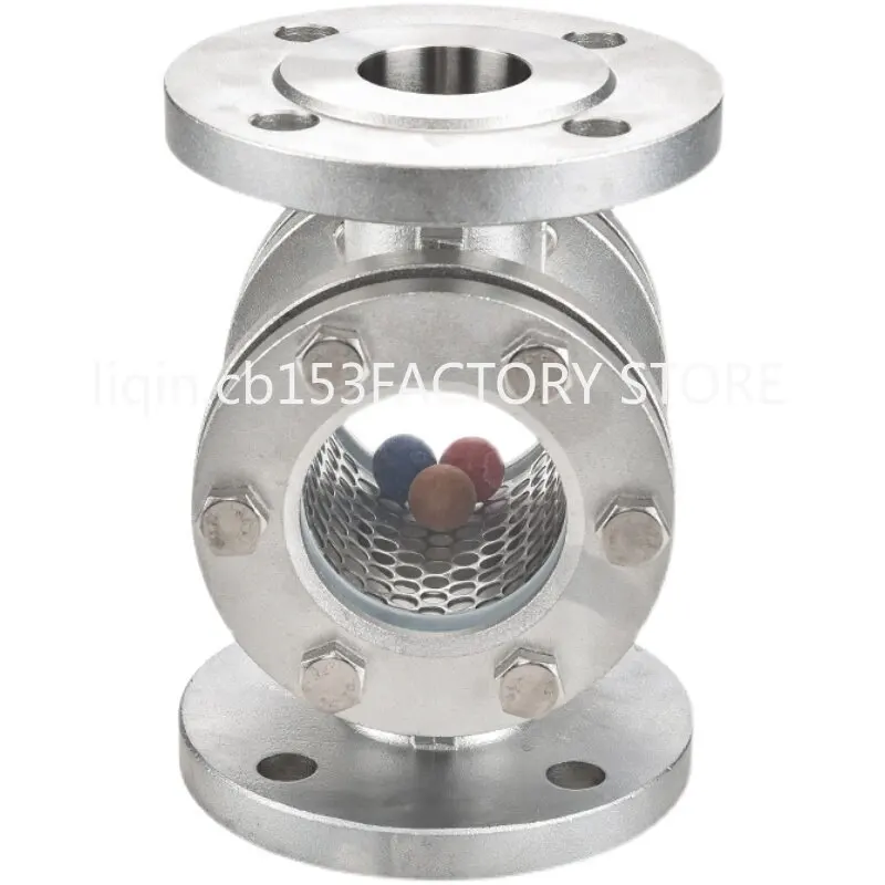

304 stainless steel float high temperature sight glass with filter flange four-way observation port water flow indicator