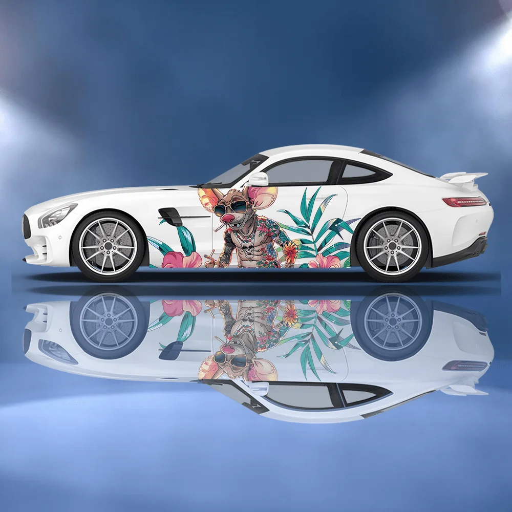 Tattoo Mouse FierceCar Side Sticker Decoration, PVC Waterproof Scratch Resistant Decal, Car Protection, Auto Accessories Gift
