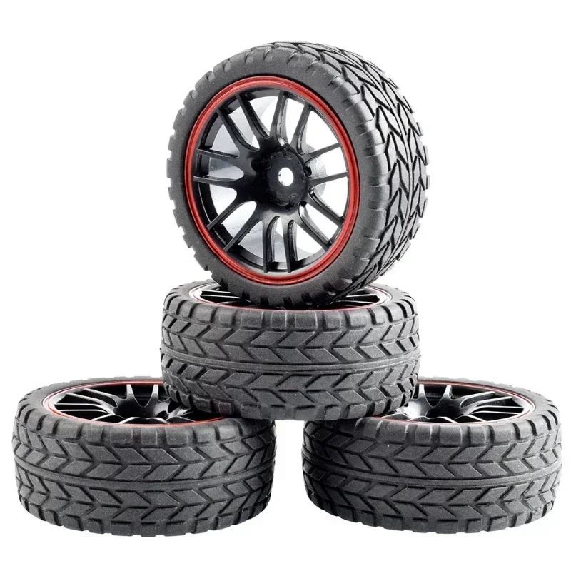 

4pc 1/10 On-Road Car Tires 26*64MM Plastic Wheel Rim Rubber Tyre for HSP Tamiya HPI Kyosho Sakura 94122 94123 D3 D4 CS tt02 9068