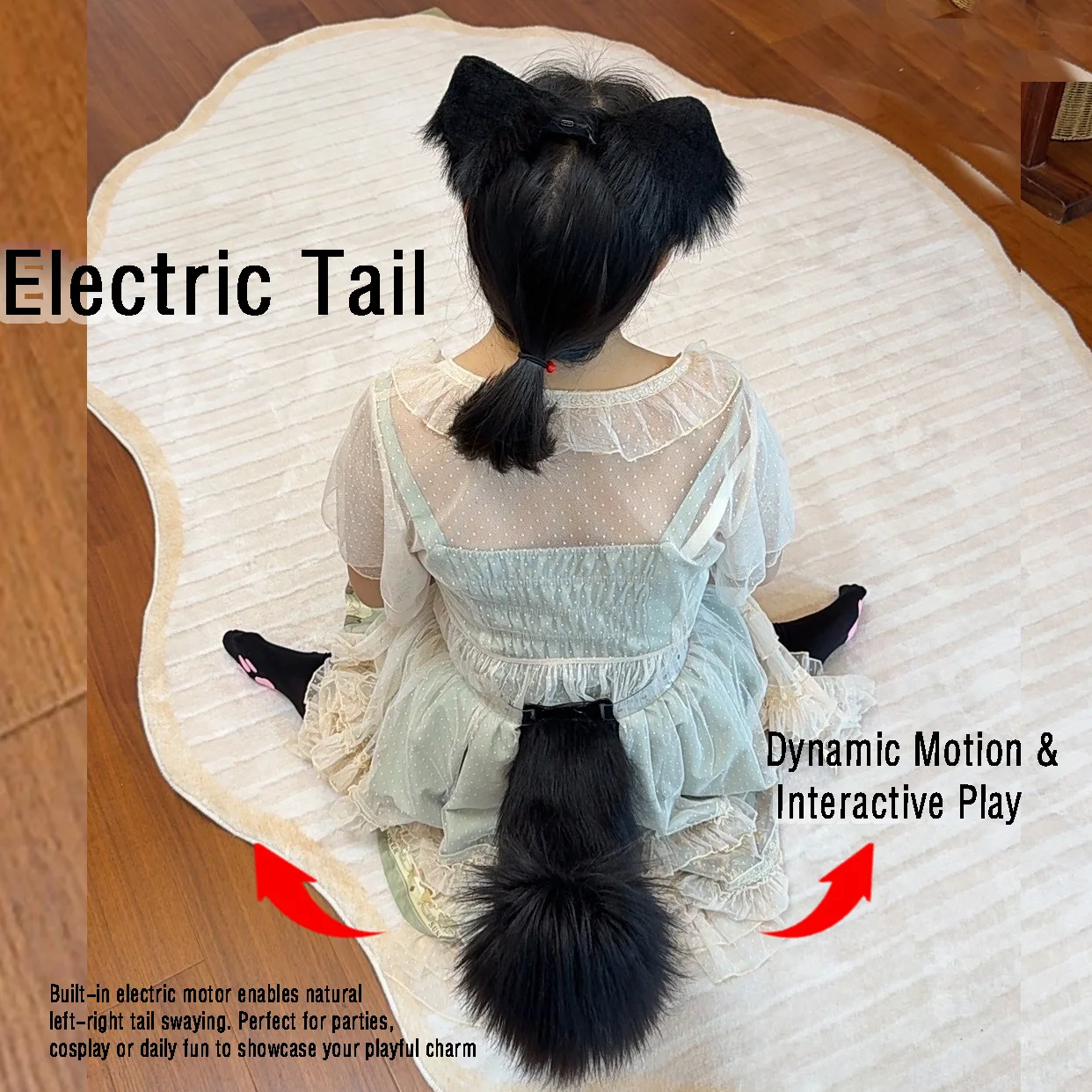 Faux Fur Electric Tail Motorized Tail for Cosplay&Paty fluffy and soft social anxiety accessories Electric Pet cat fox wolf Tail