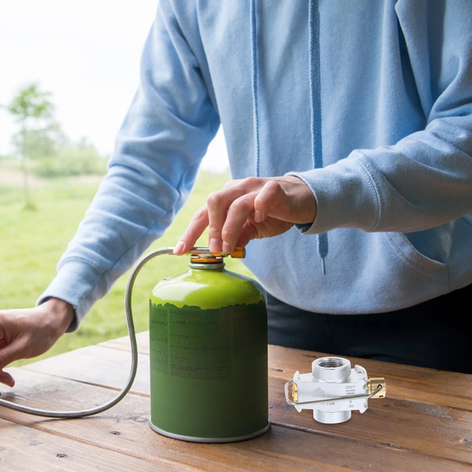 

Outdoor Camping Gas Refill Adapter for Isobutane Propane Tank Fuel Canister Transfer Valve Hiking Cooking Essential Gear