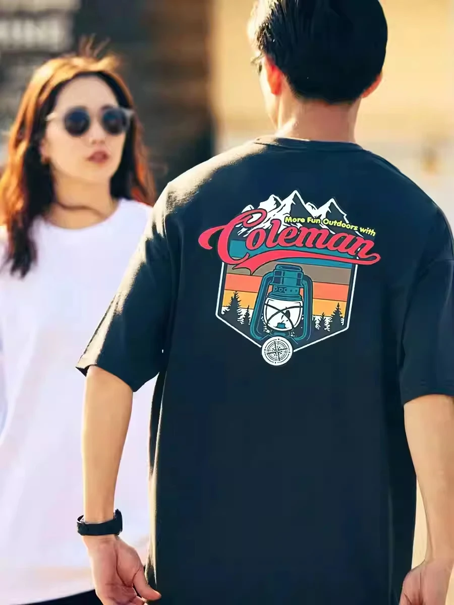 

Motorcycle 2025 summer new high-quality pure cotton printed short-sleeved T-shirt men's and women's same top