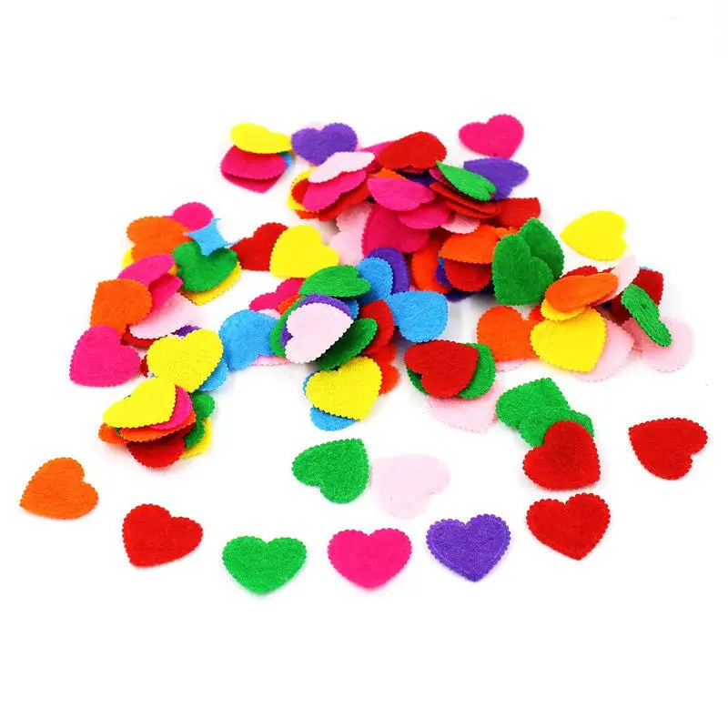 200 pz/lotto 20mm nuovo fiore Non tessuto colore misto Appliques in feltro a forma di cuore per accessori per forniture artigianali fai da te