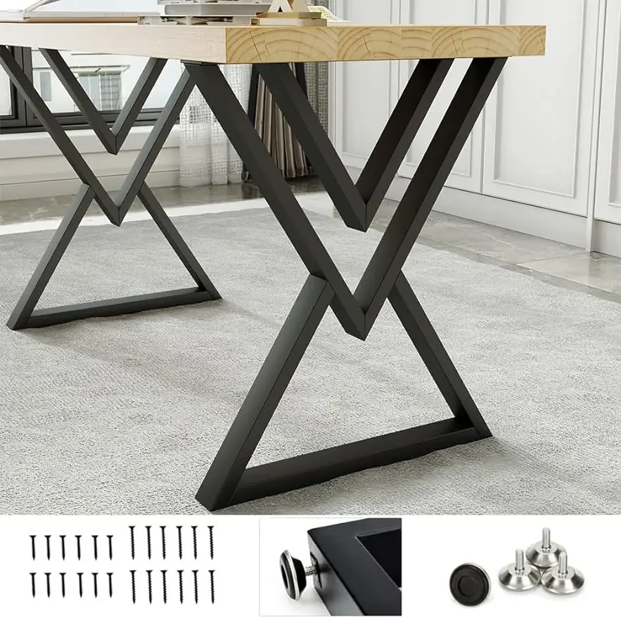 HEONITURE Table Legs 28 inch, Metal Desk  Diamond Shape Black Industrial Modern Dining  for Table, Iron Bench  Chair