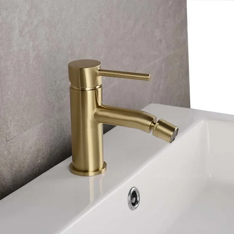 

Brushed Gold Brass Hot And Cold Water Mixer Tap Bathroom Basin Faucet Bidet Faucet