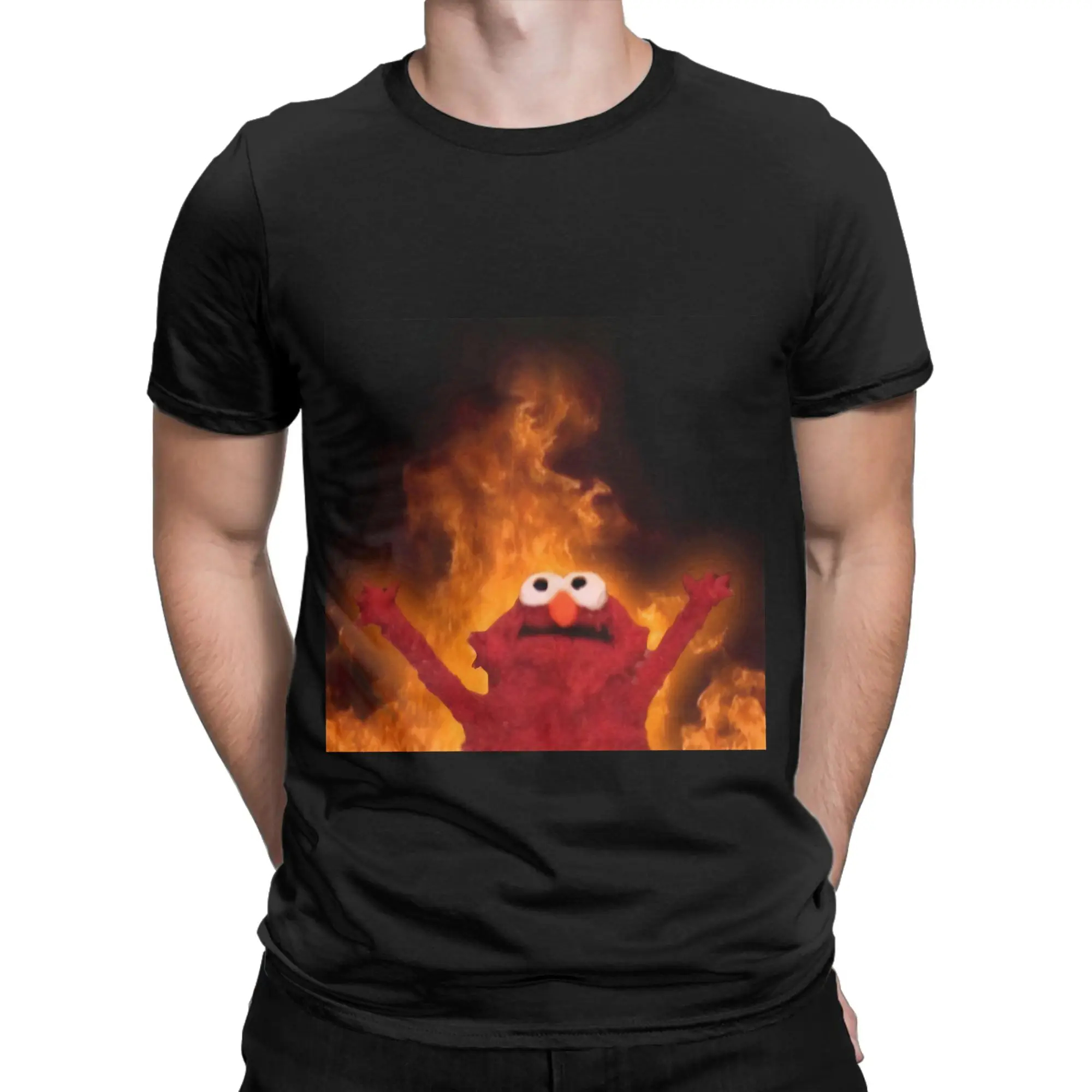 Футболка Hellmo Meme Graphic из 100% хлопка, топы с изображением улицы Сезам, футболки для мужчин
