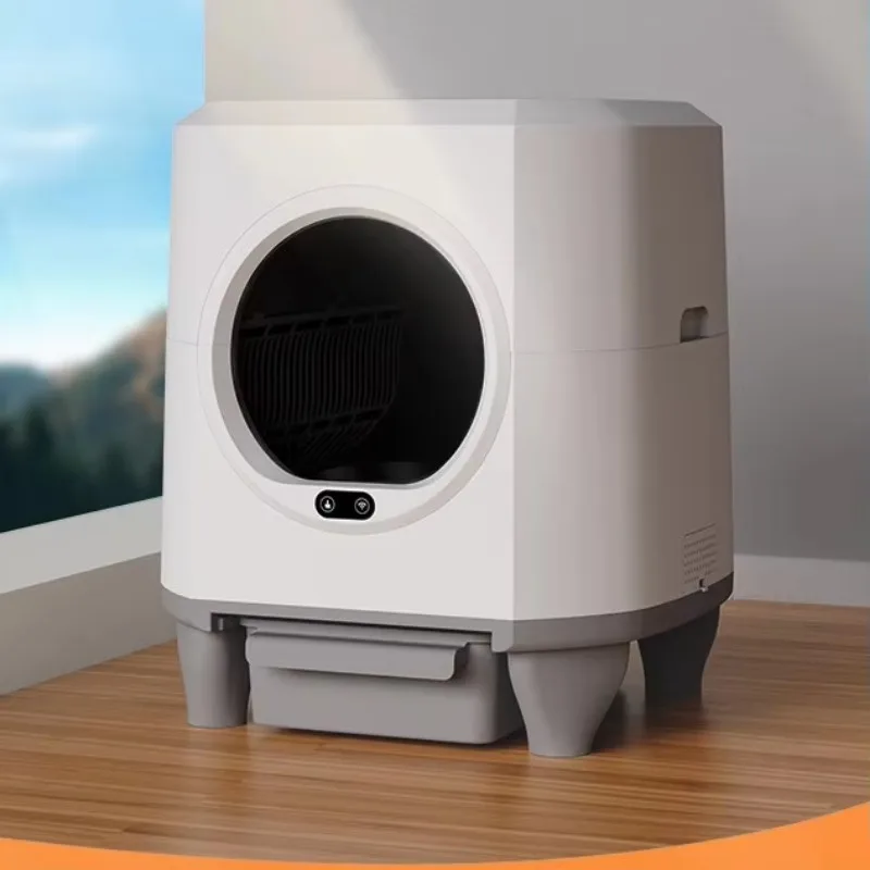 Large 80L intelligent automatic self-cleaning litter box with a PP material dome radar sensor that rotates left and right