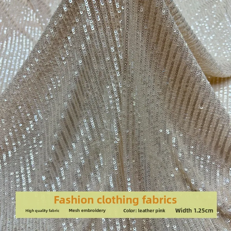 

Mesh Stripe Bead Sequin Embroidered Fabric for Childrens Clothing Dress Design Cloth Diy By The Yard Sewing Material