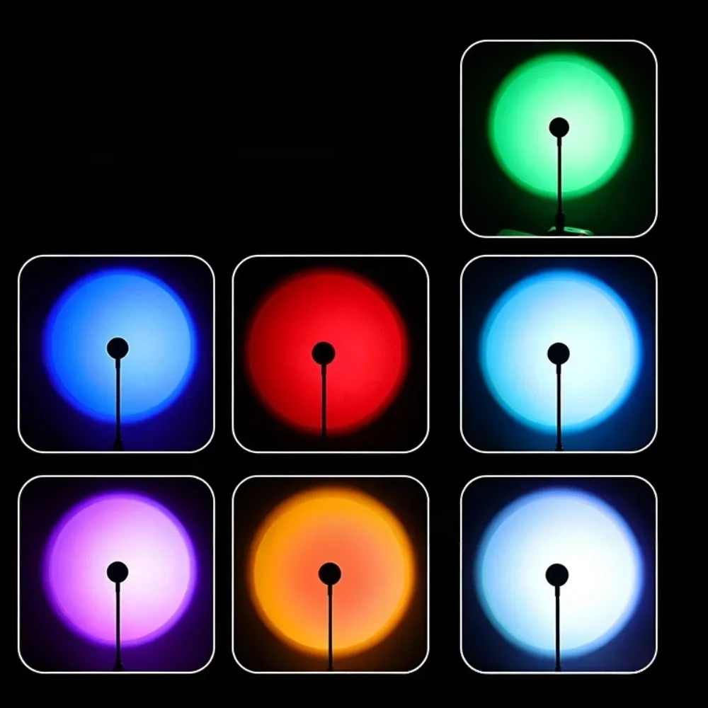 RGB Sunset Lamp Projector LED Night Light USB 7 Colors Sunset Projection Atmosphere Lamp for Home Bedroom Decor