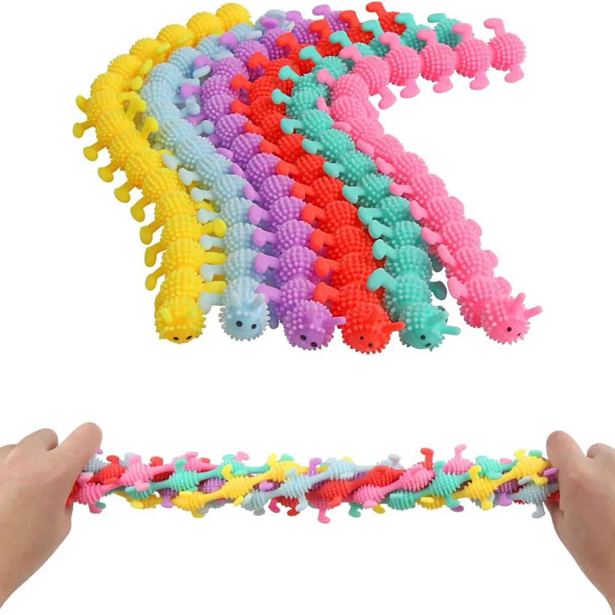 Trick Bug Decompression TPR Soft Rubber Caterpillar Release Toy, Caterpillar Pull Music, Comfortable Touch, Unique Shape