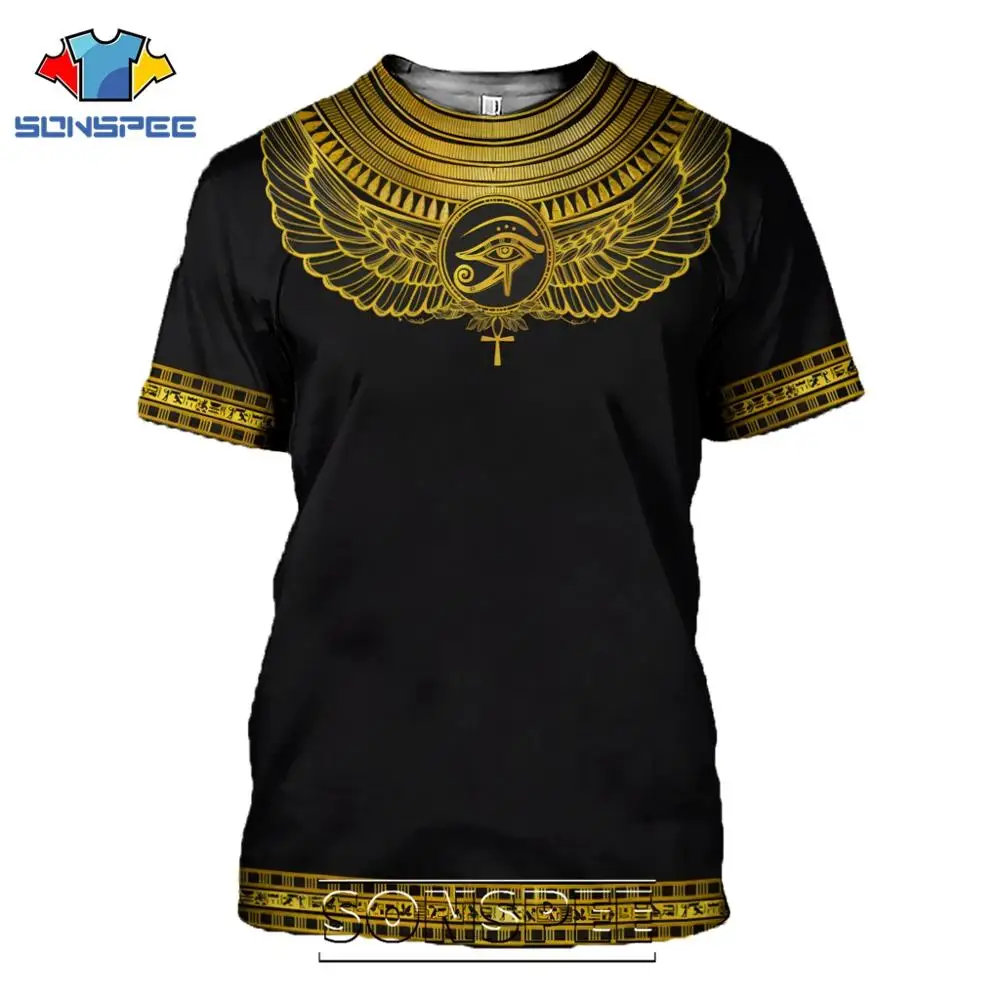 Summer 2022 Men\'s T-Shirt Casual 3D Printing Ancient Egypt Eye of Horus Egyptian Symbol T-Shirt Men\'s Women\'s Short Sleeve Plus