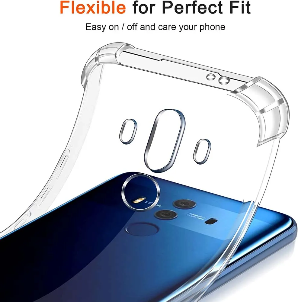 1.5MM Thick Air-Bag Clear Case For Huawei Mate 10 Pro 10 20 30 Lite Mate 40 50 60 Pro Thick Anti-Drop Shockproof Clear Cover