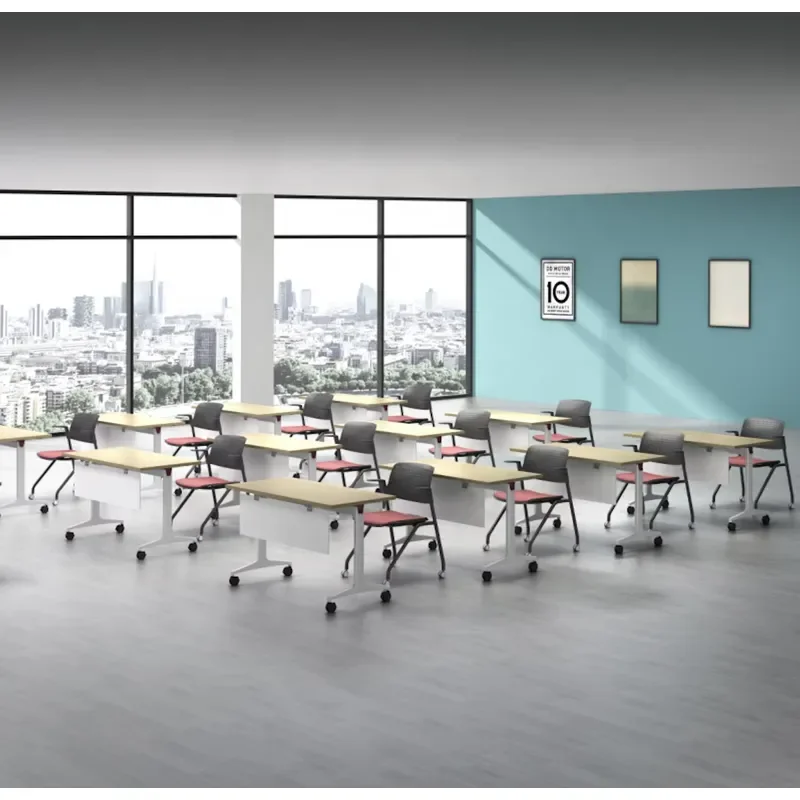 Commercial Furniture Meeting Room Wooden Folding Office Desk Library School Tables Chairs Modern Conference Desk Folding