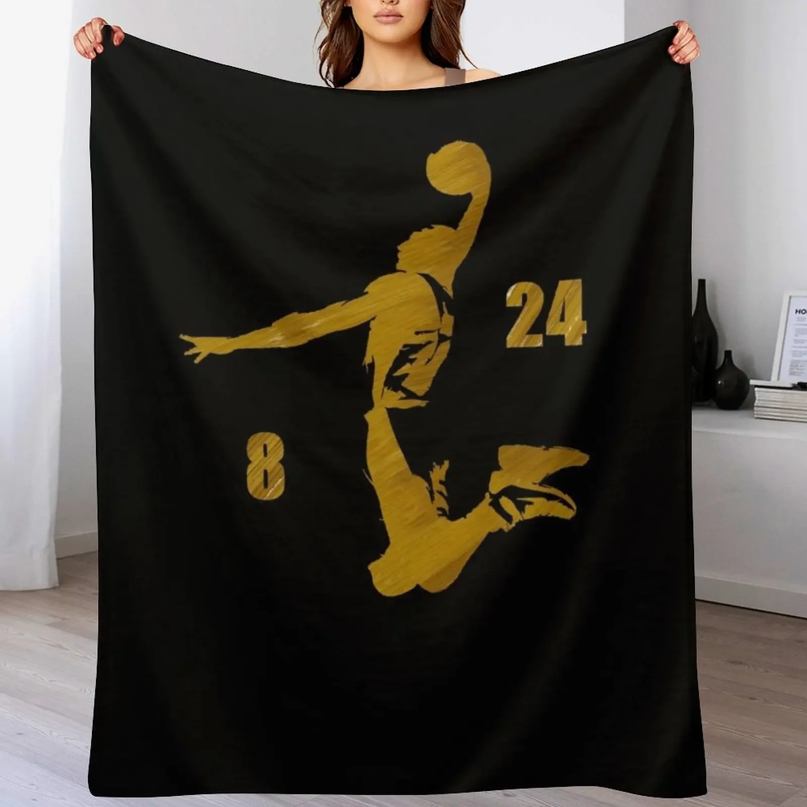 Number 8 and 24 Basketball Sport Memorial Throw Blanket Soft Bedroom Blanket for Night Sleeping