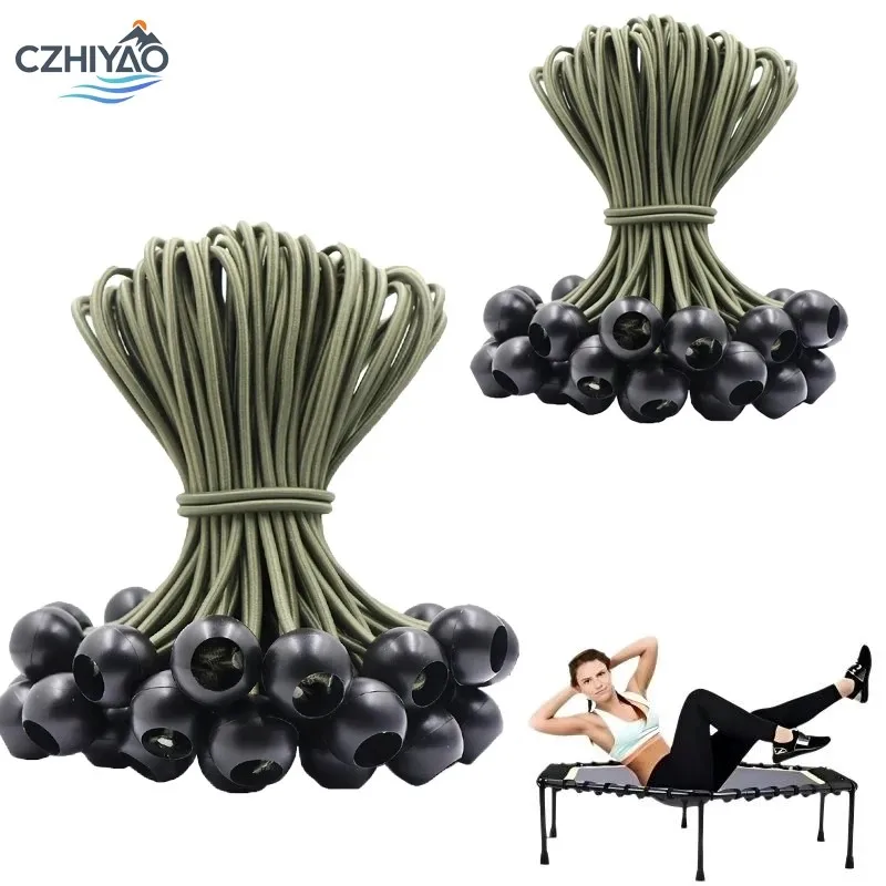

CZHIYAO 50 Elastic Bungee Balls Duty Rebound Cords For Cargo Securing Tent Rigging Hose Fastening Canopy Support Outdoor Utility