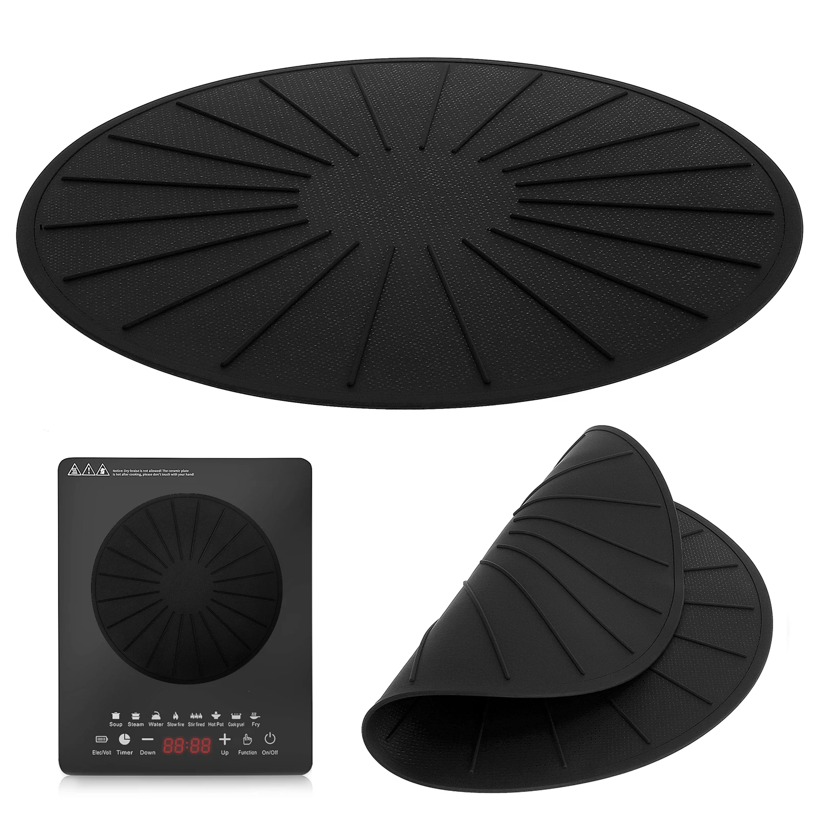 Induction Cooker Covers Silicone Mat Nonslip Heat-resistant Induction Stove Protector Pad Kitchen Cooking Accessories