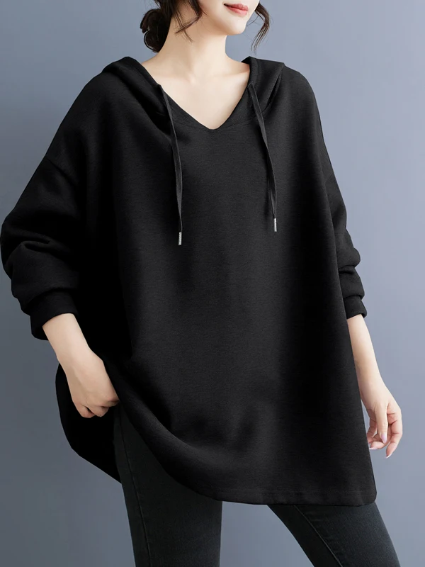 حجم كبير مقنعين Fce اصطف البلوز عادية إخفاء اللحوم التخسيس الكورية Sle المرأة الخريف الشتاء جديد وصول الملابس