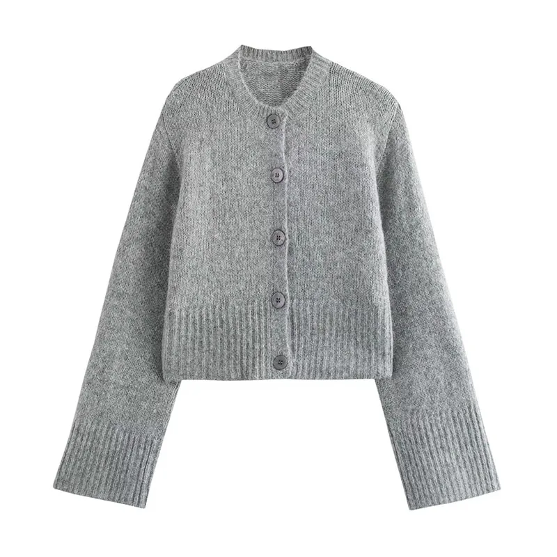 

Womens Cardigan Casual Long Sleeve O Neck Single Breasted Solid Knitwear Autumn Lady Female Sweater