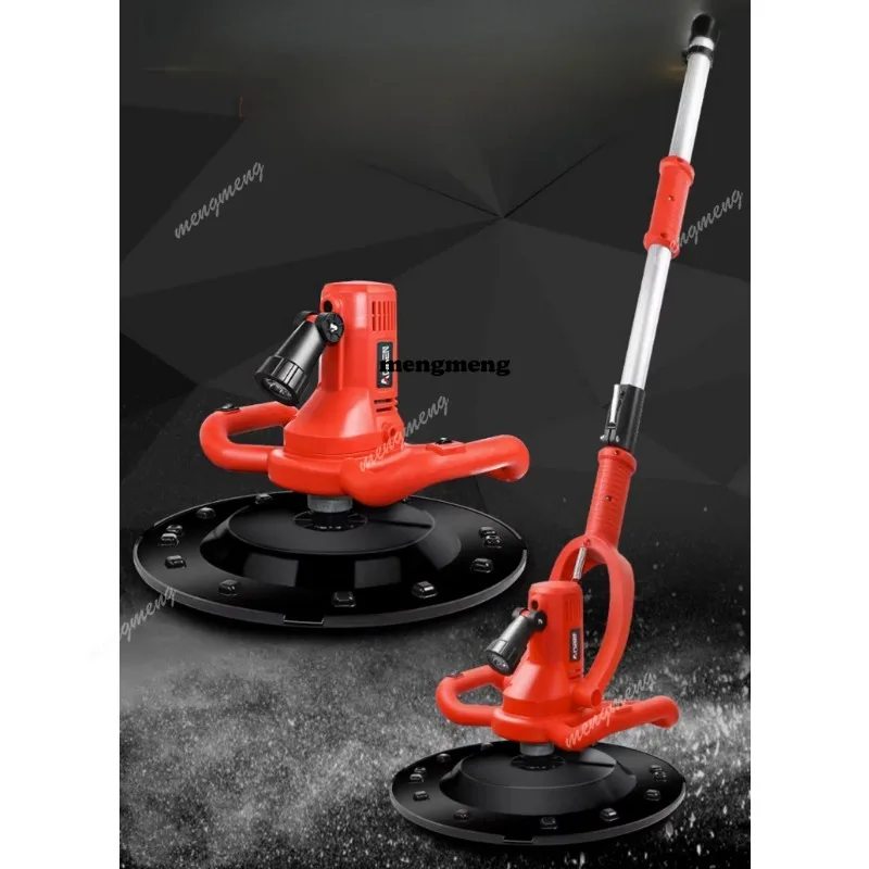 Electric cement trowel machine polishes concrete mortar on walls and floors