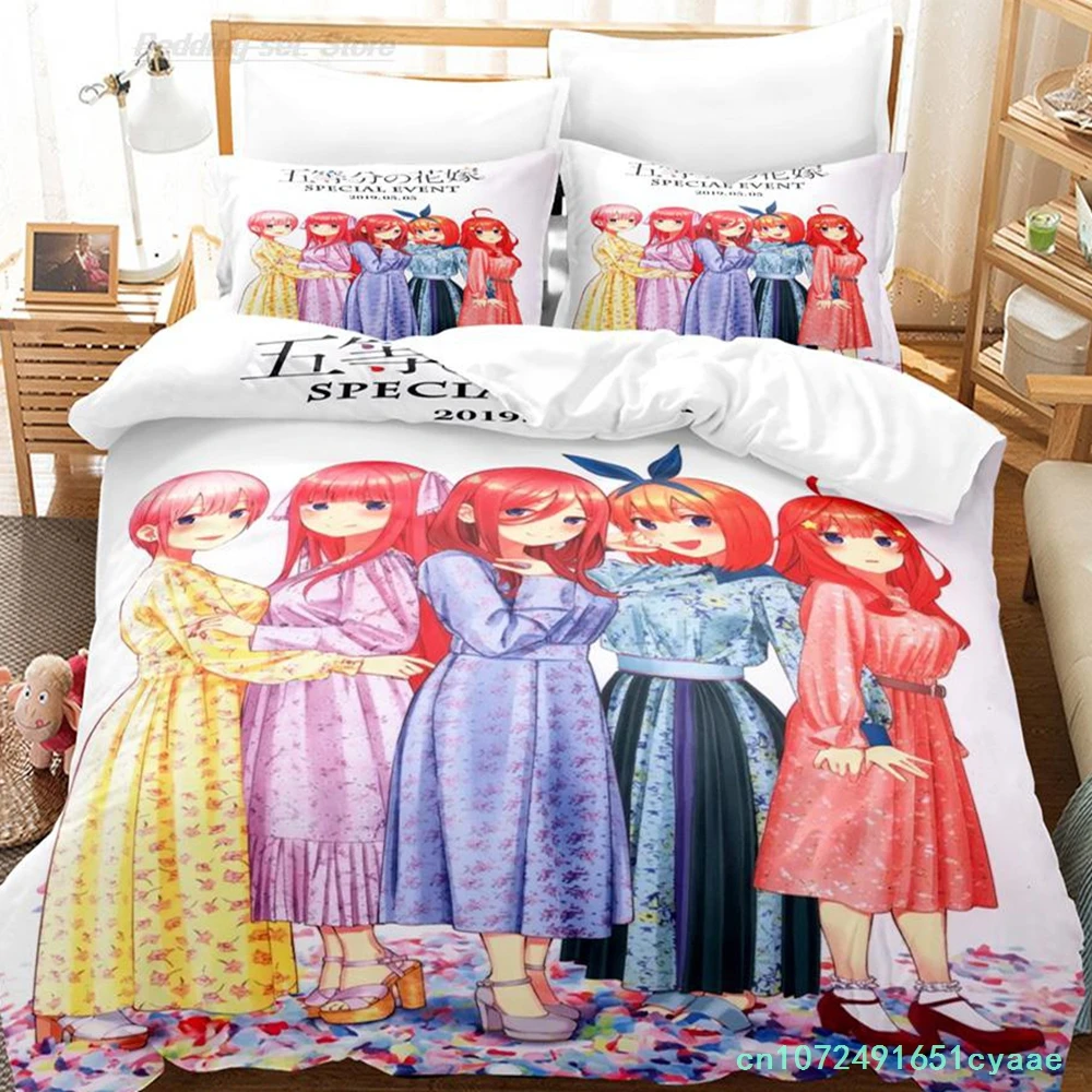 The Quintessential Quintuplets Bedding Set Single Twin Full Queen King Size Bed Set Aldult Kid Bedroom Duvetcover Sets 3D Kawaii