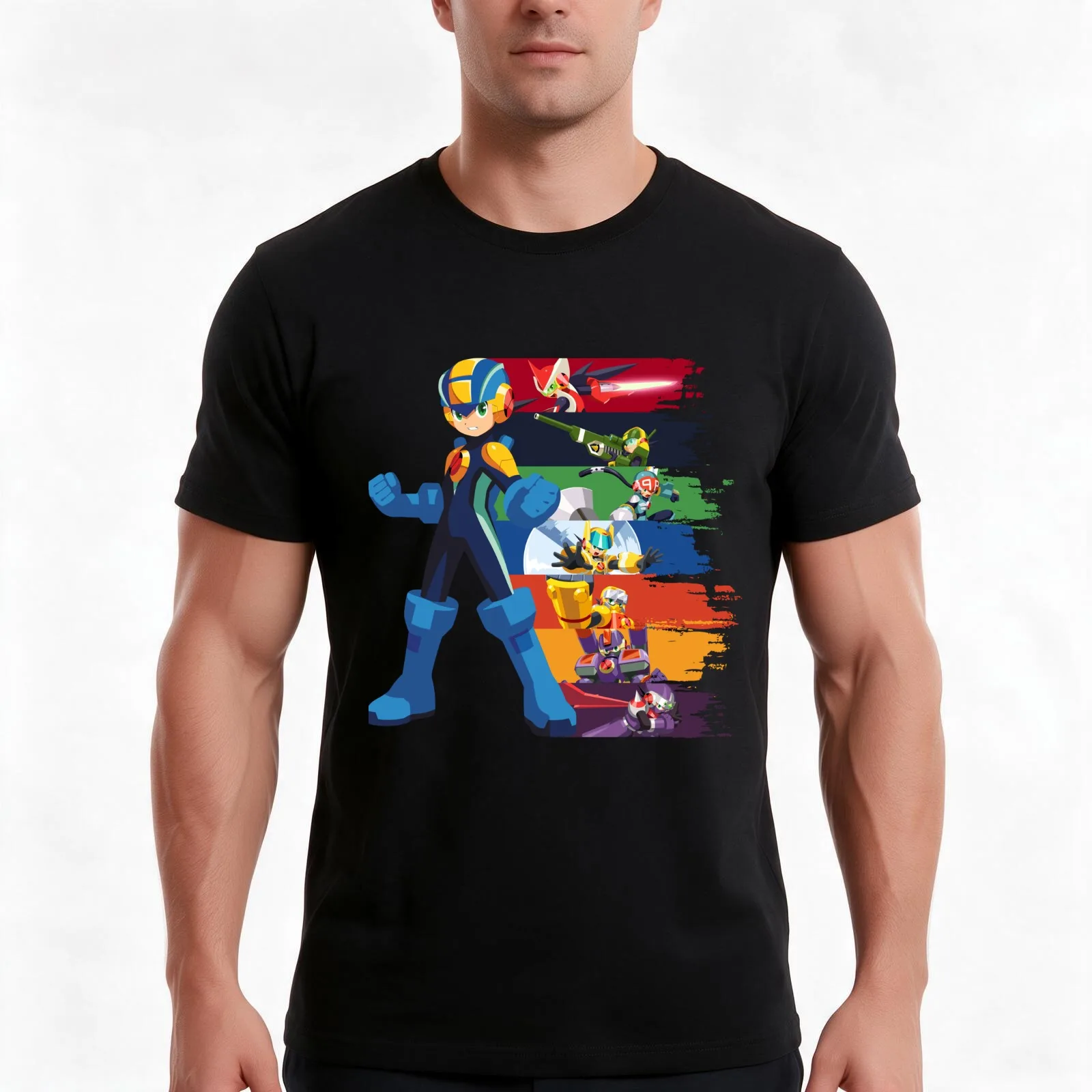 Megaman: Souls of a Hero V2 T-Shirt, Summer Casual Cotton Tee, Oversized Streetwear Tops, Vintage Graphic Print, 100% Cotton