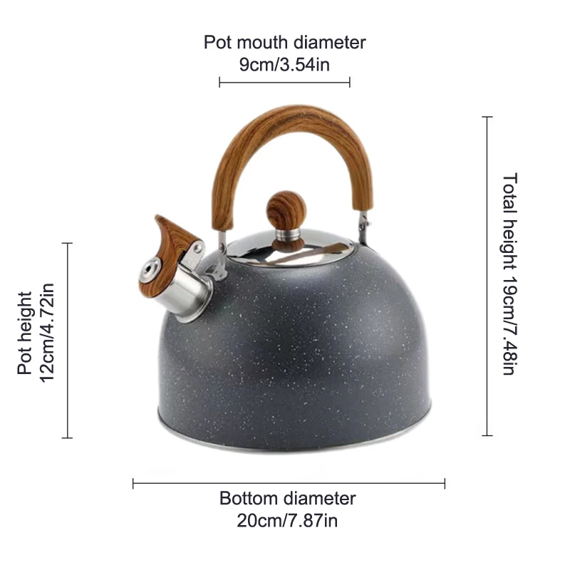 Loud Whistle KettleWhistling Tea Kettle, Tea Pots For Stove Top  Food Grade Stainless Steel With Wood Pattern Folding Handle,