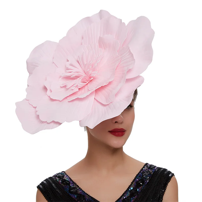 New Large Flower Hair Band Bow Fascinator Hat Women Headwear Bridal Makeup Prom Photo Shoot Photography Hair Accessories