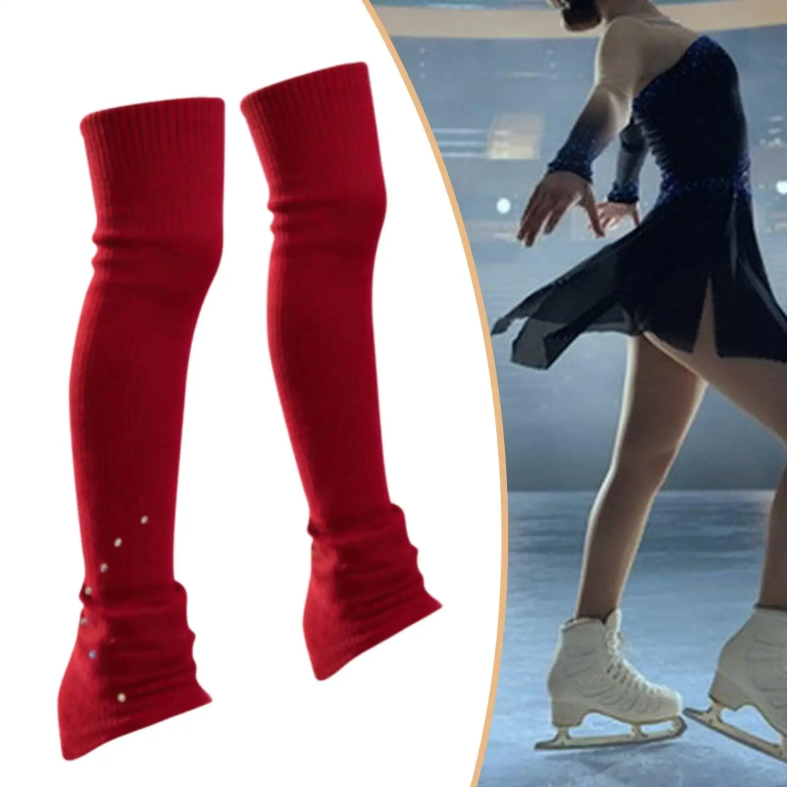 Footless Socks for Figure Skating Leg Warmers Warm Comfortable Ice Skating Socks for Competition Ballet Yoga Pants Practice