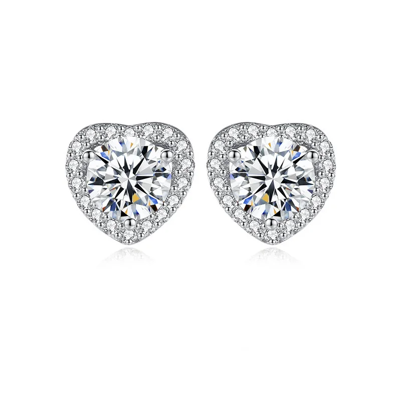 

18K Gold VVS Moissanite Womens Heart Shaped Stud Earrings Support Customization