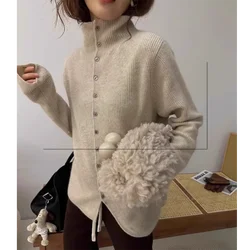 Zacht wasachtig kasjmier gebreid vest Europese stijl trui met enkele rij knopen Lange mouw Herfst Winter Modieuze bovenkleding
