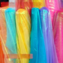 Laser Phantom Red Organza Fabric By Meters for Wedding Dress Decoration DIY Sewing Plain Transparent Tulle Cloth Needlework Soft