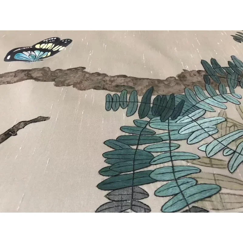 High Quality Wall Panel Walls Cornetto Hand Painted and Embroidery Silk Wallpaper for Living Room