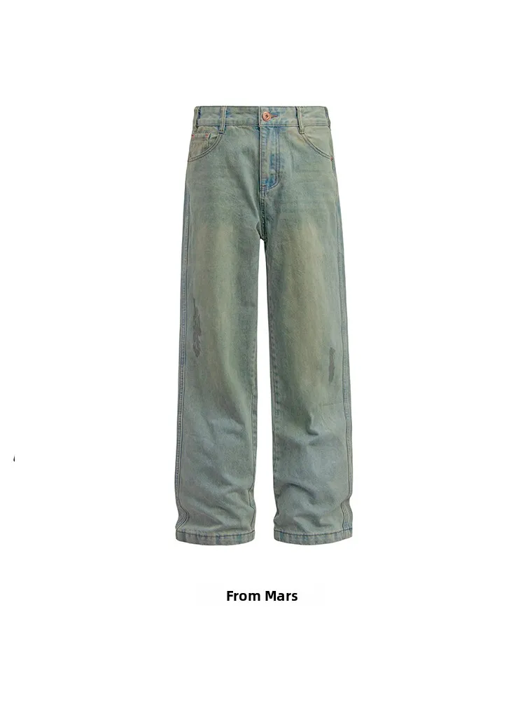 

Винтажные прямые джинсы свободного кроя, удлиненные брюки, повседневная коллекция для осени и зимы, мужская мода