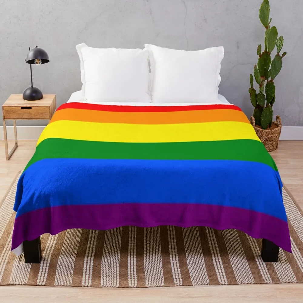 Coperta da tiro con bandiera LGBT (bandiera arcobaleno) per coperte Vintage per divani decorativi