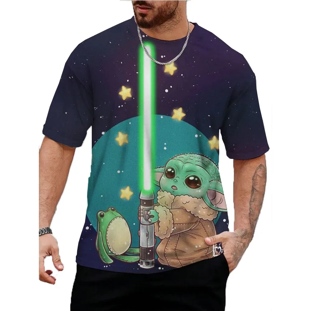 Fashionable Casual Wear Men's T Shirts Marvel Yoda Baby Printing Short Sleeve Tops Street  T-shirt Oversized Children's Clothing