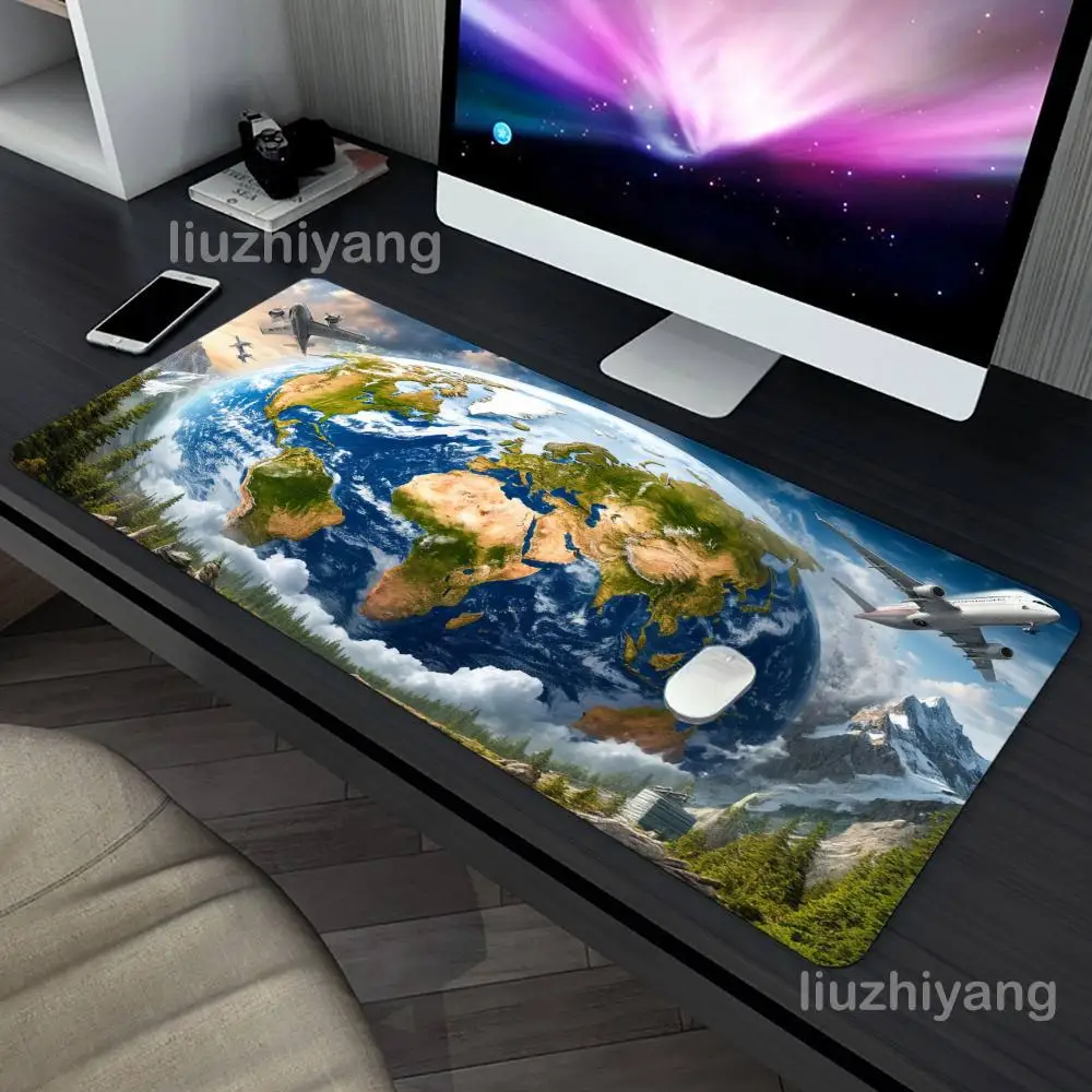 

World Travel Scenery Mouse Pad Large Computer Office Game Table Mat XXL Rubber Anti-slip Stitched Keyboard Mats Long Desk Pads