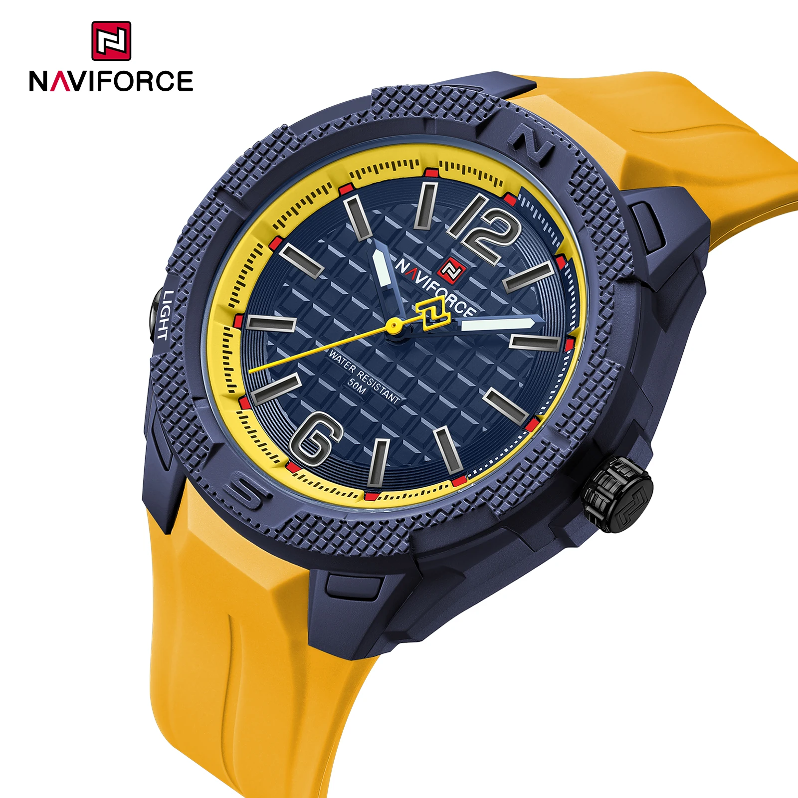 

NAVIFORCE NF7126 Мужские кварцевые часы в спортивном стиле со светящейся стрелкой 5ATM Водонепроницаемый силиконовый ремешок Модные часы