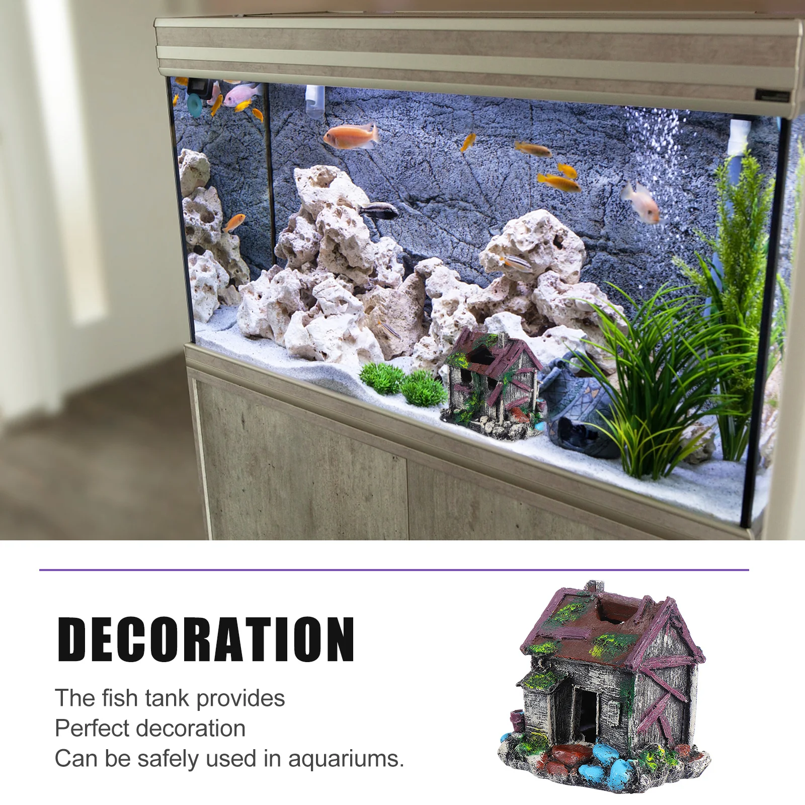 

Aquarium Ornament Resin Fish Shaped Landscape Decor Hiding Cave Shelter for Freshwater Saltwater Tanks