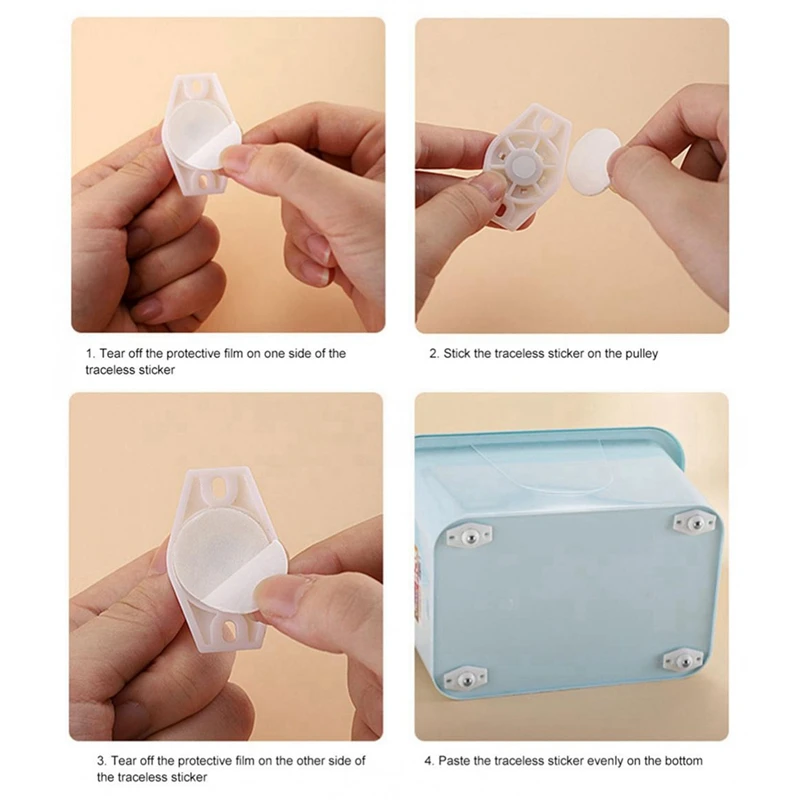 4 шт. самоклеящиеся шарики Mute Ball, универсальные колеса, мебельные ролики, колеса из нержавеющей стали, 360 °   Вращение