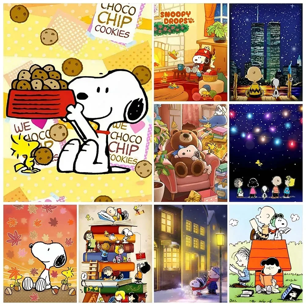

Cute Snoopy Diamond Painting Cartoon Kawaii Round Diamond Mosaic Embroidery Set Wall Decoration 5D DIY Art New Product