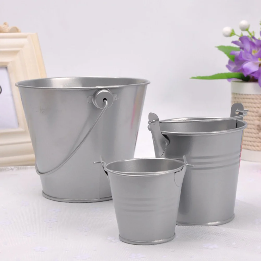 12 Pcs Tin Cans Bucket Party Favors Small Beverages Home Decor Flower Pot Mini Metal Buckets Tinplate Planters Baskets Candy