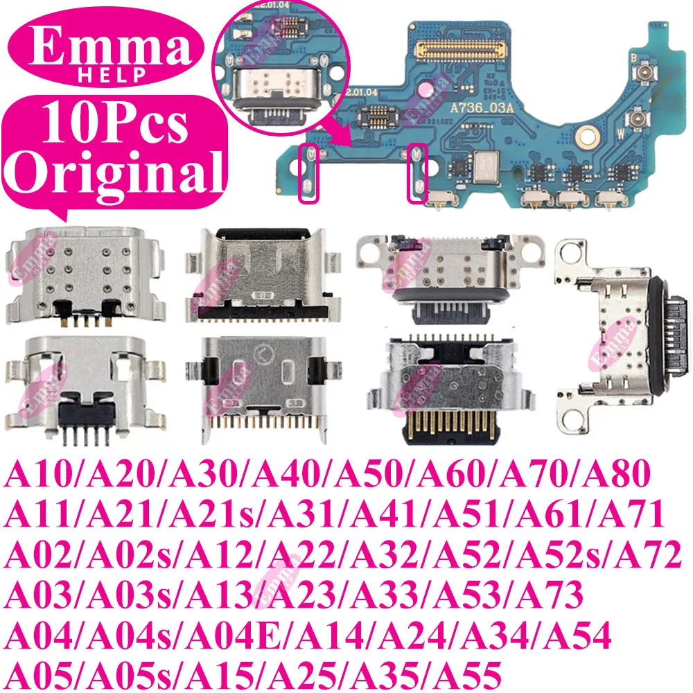 10Pcs USB Charger Charging Port Dock Connector Origianl For Samsung A52 A72 A53 A35 A55 A33 A32 A23 A13 A34 A25 A52s A04 A05 A15